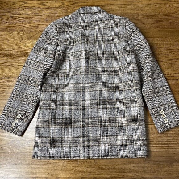 ZOW ZOW Blazer Women’s M Double Breasted Brown Plaid Tweed Peak Academia Jacket - Picture 3 of 14